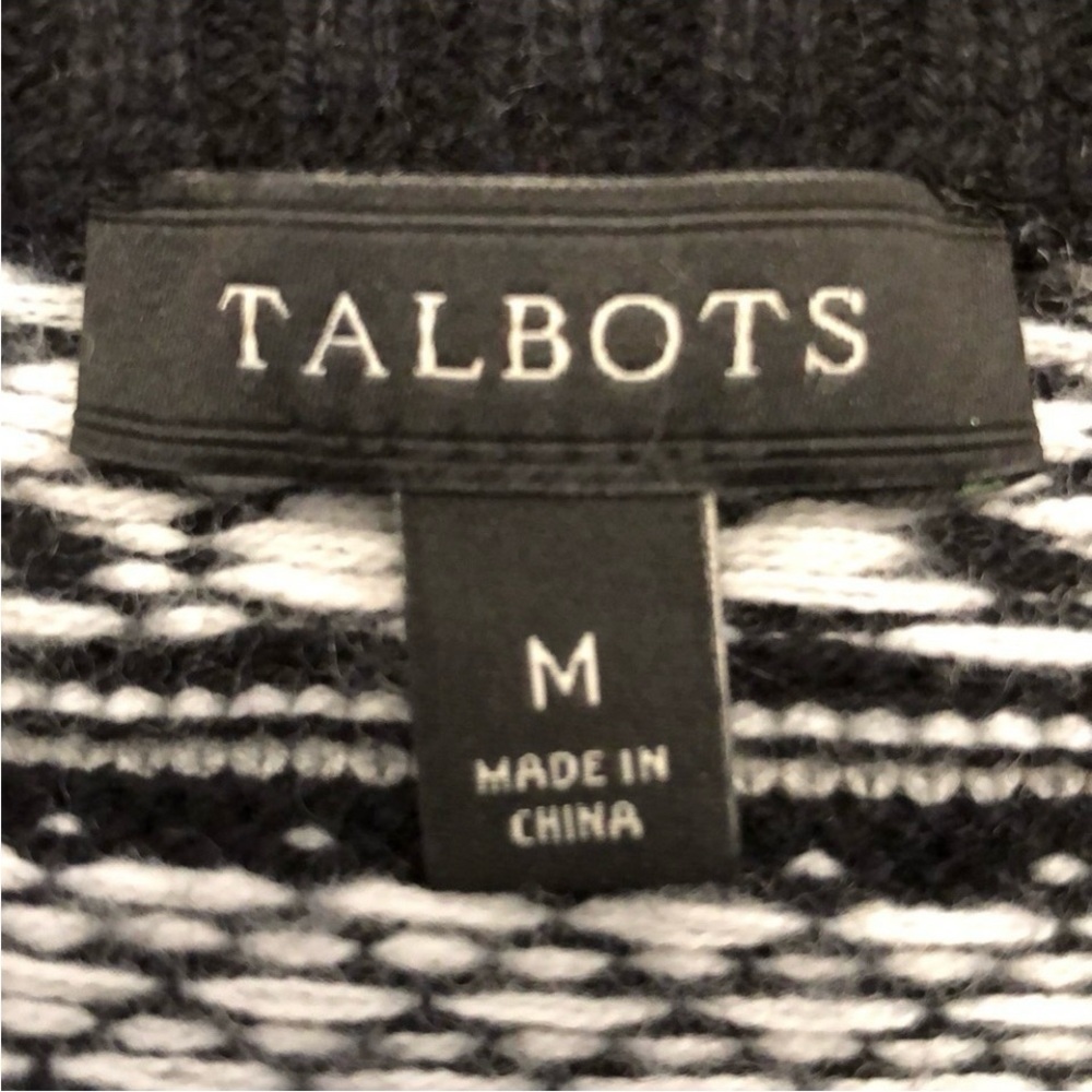 Talbots Black and White Patterned Sweater. Lambswool Blend. Raglan Sleeve. Nwot - Picture 5 of 7